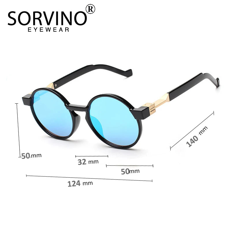 SORVINO Round Women Steampunk Sunglasses Red Yellow Gradient Sun Glasses Fashion Brand Designer Men Trendy Shades UV400 Gafas