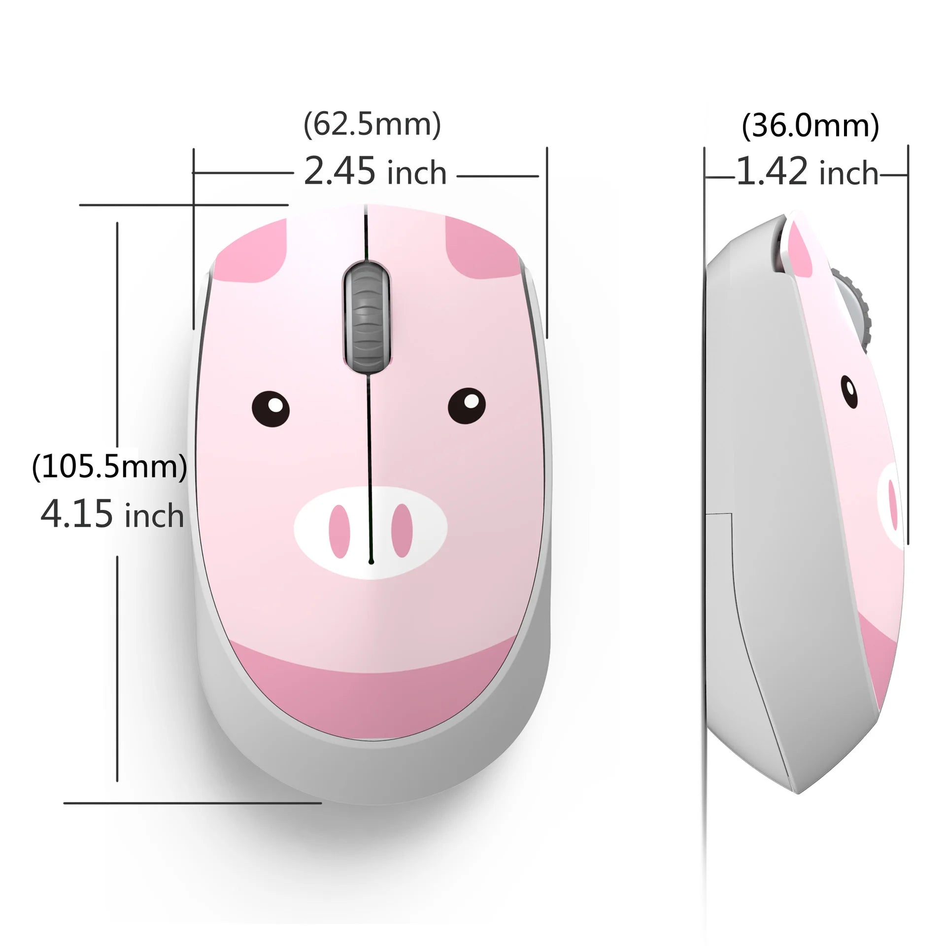 Lindo ratón rosa inalámbrico 2.4G USB mini recargable ergonómico regalo Mause, ratones ópticos silenciosos de dibujos animados para ordenador para niños
