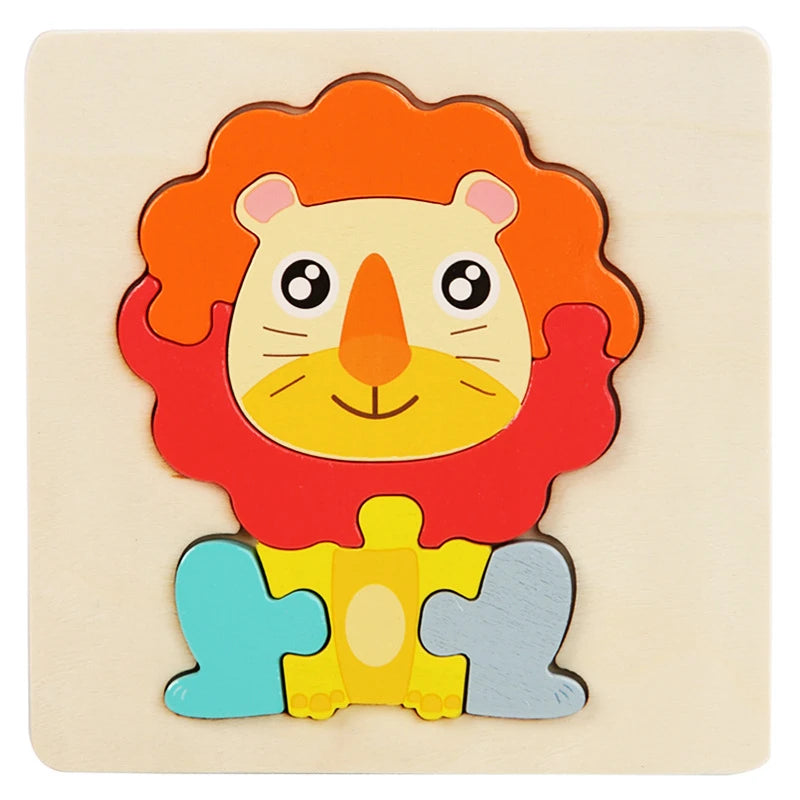 Juguetes de madera para niños, puzle 3D de madera, puzle de animales de dibujos animados, puzle cognitivo, juguetes educativos de aprendizaje temprano para regalo de niños