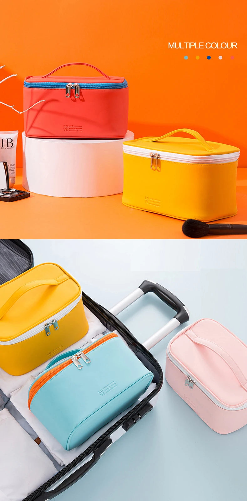 Bolsa de cosméticos para mujer, organizador de maquillaje de viaje, organizador de artículos de tocador, estuche de maquillaje con cremallera, neceser de viaje, bolsas de aseo.