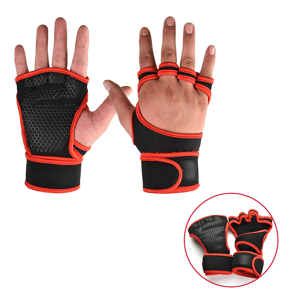 Guantes de entrenamiento deportivo para hombres y mujeres Guantes de gimnasio para hacer ejercicio, culturismo, levantamiento de pesas, protectores de palma y muñeca