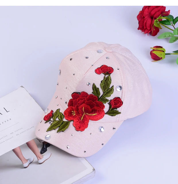 Gorra de béisbol de moda con estampado de rosas para hombre y mujer, gorras de primavera y verano, gorras de sol para mujer, gorra Snapback lisa, gorra de béisbol informal para fotos callejeras
