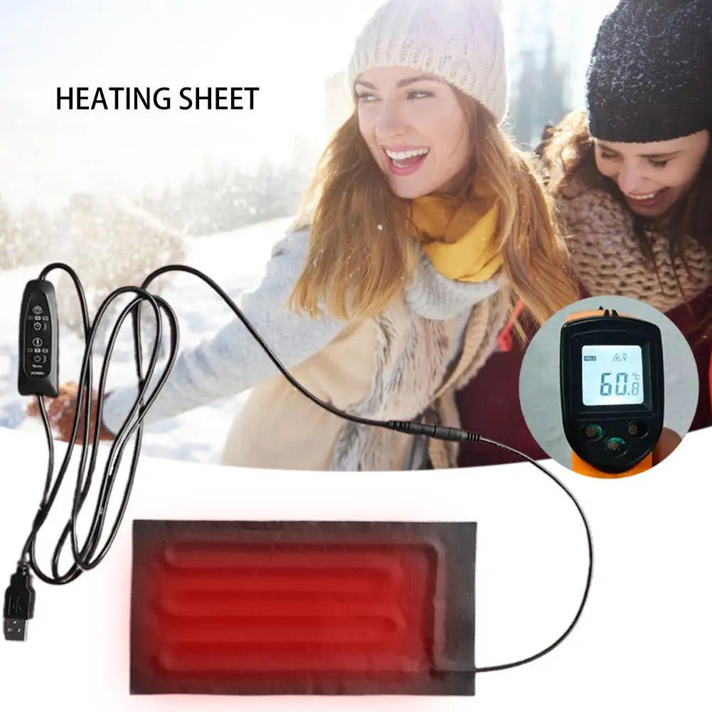 Almohadillas térmicas de 5V USB para pegar en la ropa, chaqueta, chaleco, almohadilla térmica USB de fibra de carbono de calentamiento rápido para espalda, cuello, hombros y vientre