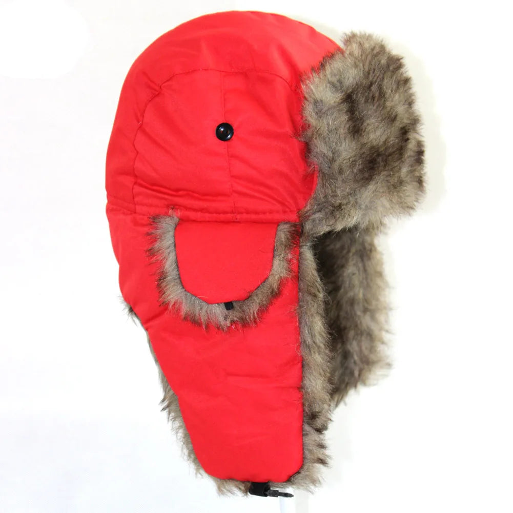 Mens Women Unisex Warm Trapper Aviator Trooper Earflap Winter Flaps Ski Hat New Hats Russian Ski Hat Faux Fur Hats