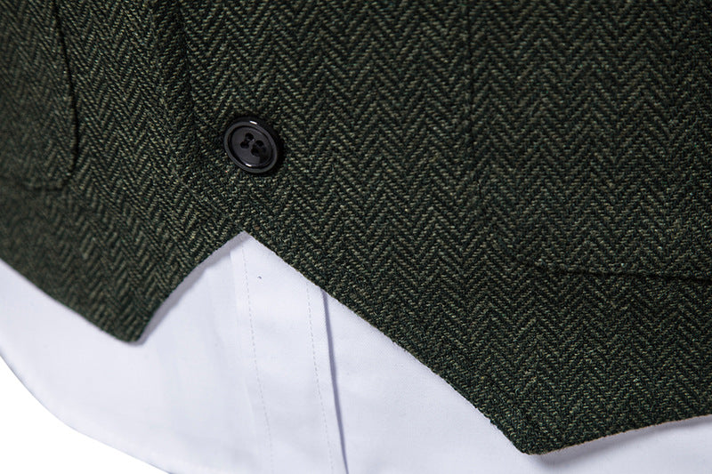 Chaleco de Traje de Hombre de Espiga Chaleco de Negocios Boda Casual Cuello Vuelto Chalecos de Vestir para Hombres Fiesta Formal V07