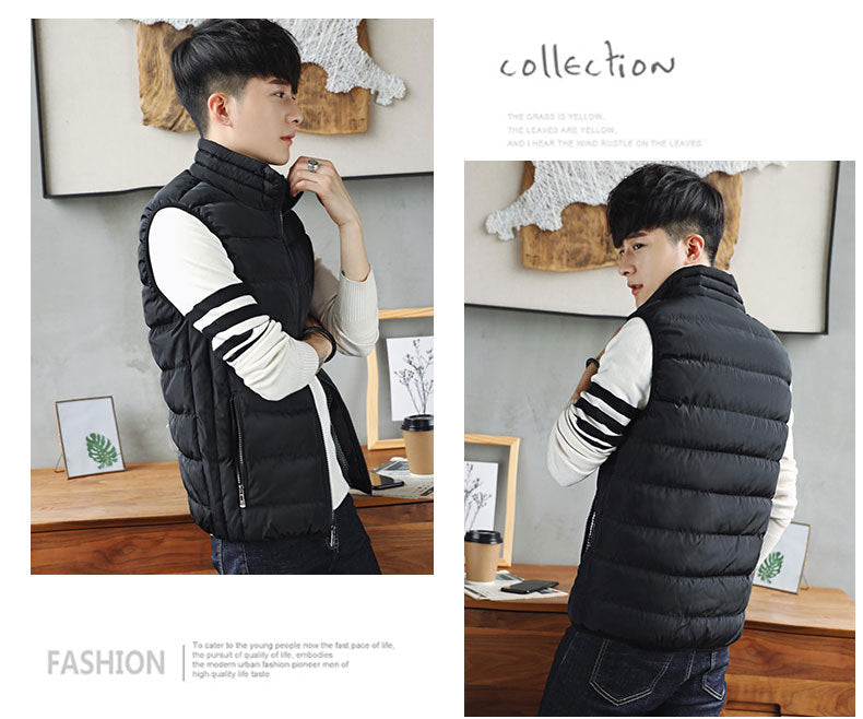 Chaleco de hombre cortavientos, chaqueta sin mangas, chaleco de invierno, abrigo informal, chaqueta de plumón de algodón, chaleco cálido y grueso