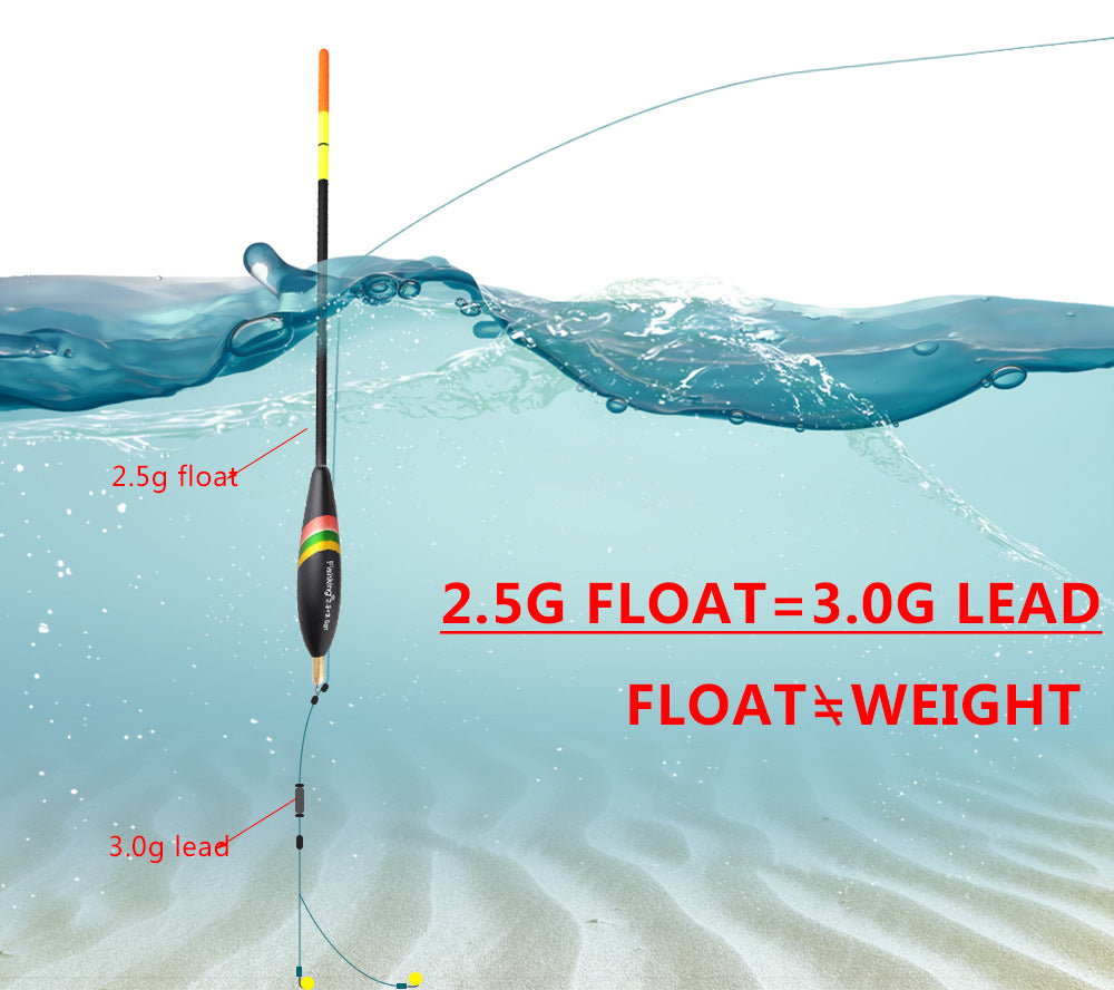 5 accesorios de pesca al aire libre para flotador de pesca con plomo, gran flotabilidad y cola engrosada