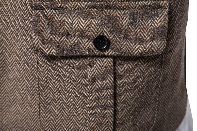Chaleco de Traje de Hombre de Espiga Chaleco de Negocios Boda Casual Cuello Vuelto Chalecos de Vestir para Hombres Fiesta Formal V07