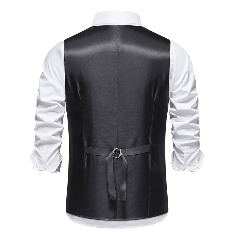 Chaleco de Traje de Hombre de Espiga Chaleco de Negocios Boda Casual Cuello Vuelto Chalecos de Vestir para Hombres Fiesta Formal V07