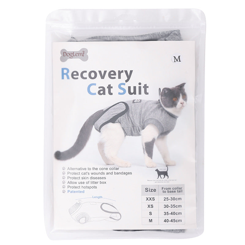 Anti-slikking klær for katter, steriliseringsklær for katter, kastrering, kirurgi, restitusjonsdrakt for katter, avvenning, pustende valpevest med ripebeskyttelse