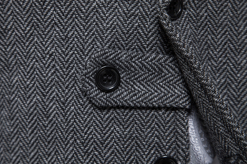 Chaleco de Traje de Hombre de Espiga Chaleco de Negocios Boda Casual Cuello Vuelto Chalecos de Vestir para Hombres Fiesta Formal V07