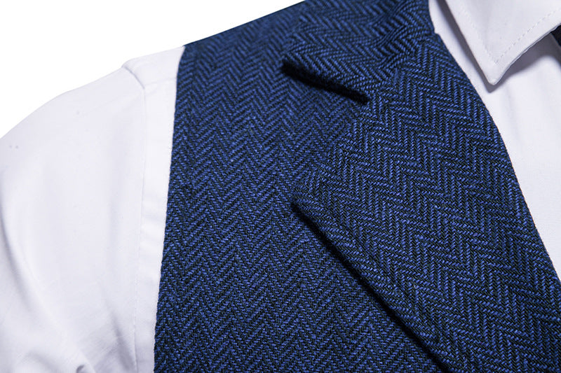 Chaleco de Traje de Hombre de Espiga Chaleco de Negocios Boda Casual Cuello Vuelto Chalecos de Vestir para Hombres Fiesta Formal V07