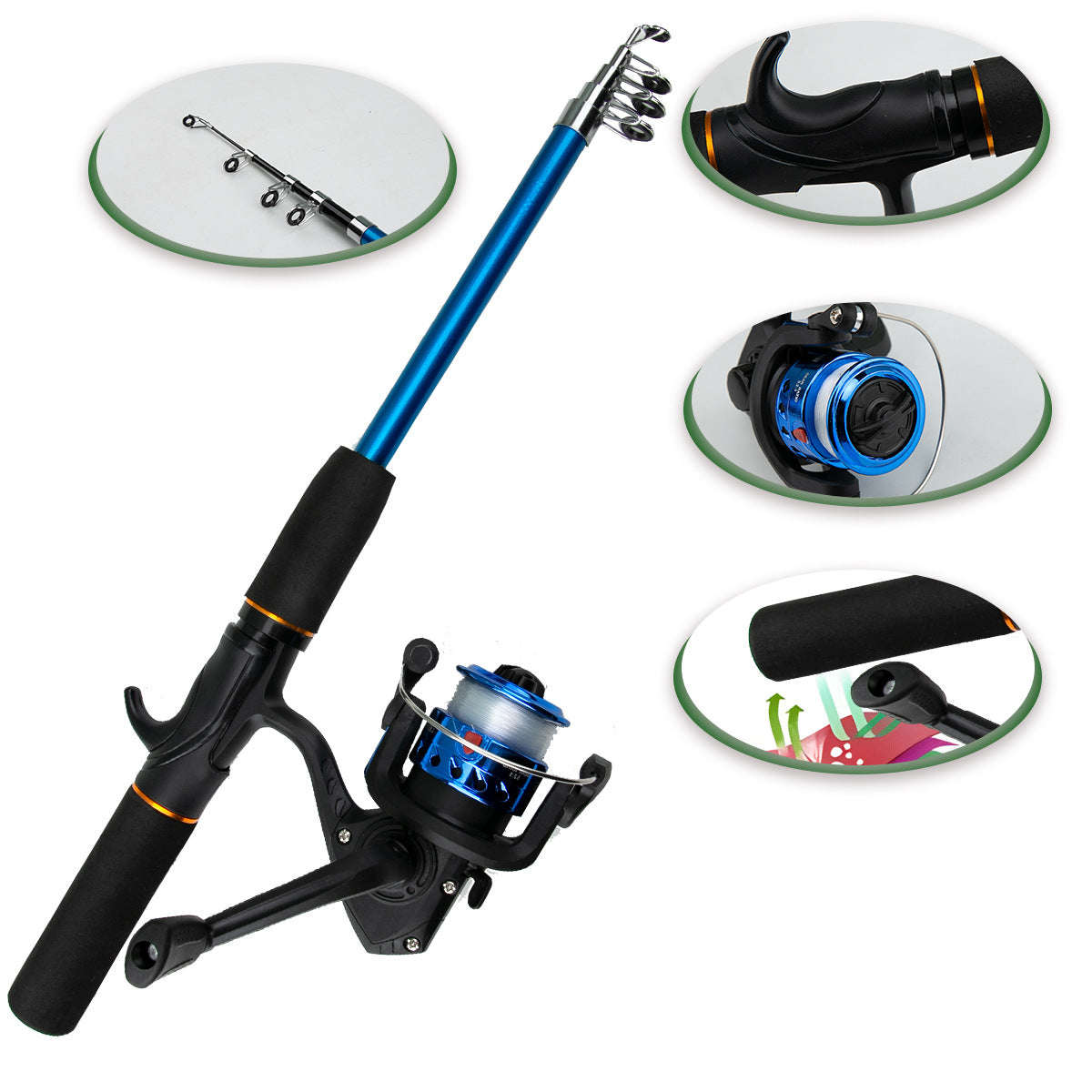 Rutina completa de caña de pescar, juego de caña auxiliar, pesca de mar de largo alcance, mango de pistola, carrete de caña, cebo blando, anzuelo, aparejos de pesca de sedal