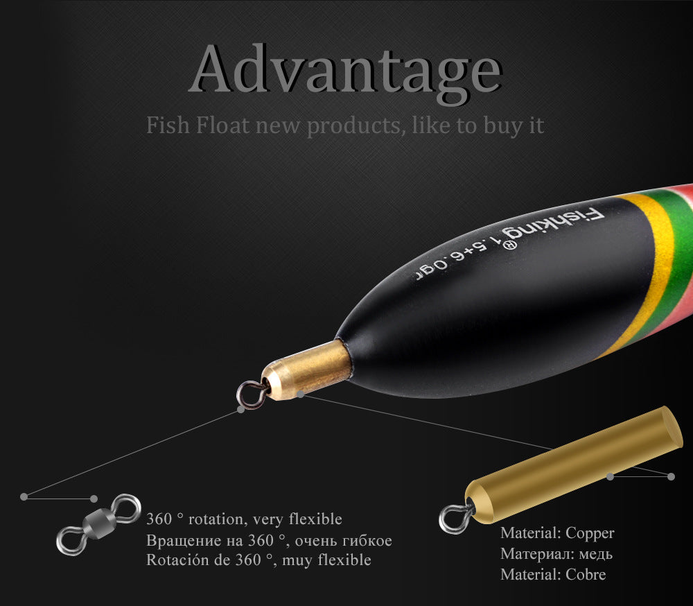 5 accesorios de pesca al aire libre para flotador de pesca con plomo, gran flotabilidad y cola engrosada