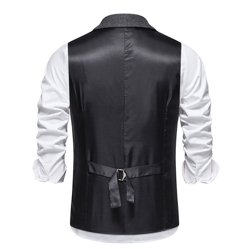 Chaleco de Traje de Hombre de Espiga Chaleco de Negocios Boda Casual Cuello Vuelto Chalecos de Vestir para Hombres Fiesta Formal V07