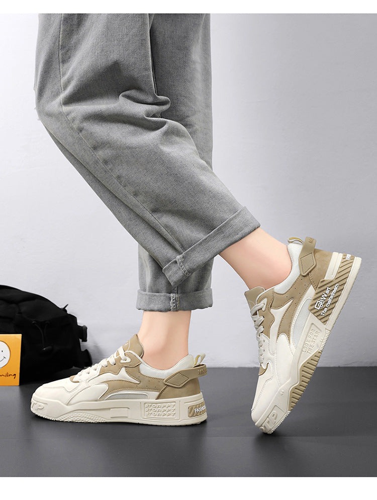 Zapatillas de hombre de otoño Novedad, calzado de plataforma cómodo para hombre, tendencia 2023, zapatillas vulcanizadas con cordones, zapatillas casuales blancas