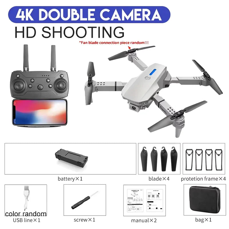 KBDFA E88 Professional Wide Angle RC Dron HD 4K Camera Mode Foldable Helicopter Aircraft Quadcopter Drone Kid Gift Toys