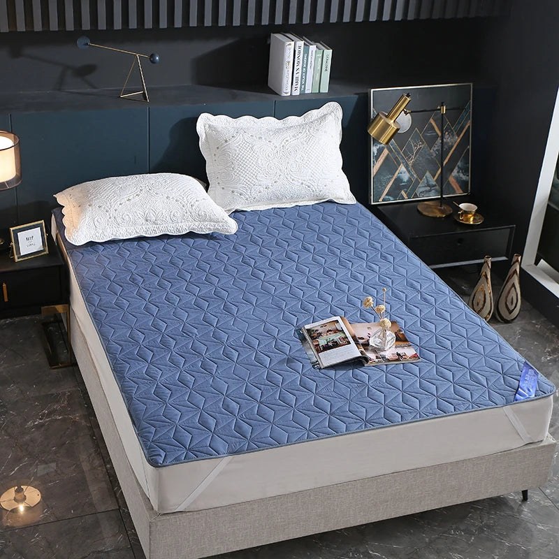 Cubrecama Impermeable Sobre La Cama Protector De Colchón Transpirable Antideslizante Con Banda Elástica Alfombrilla Antipolvo Para Hotel y Hogar