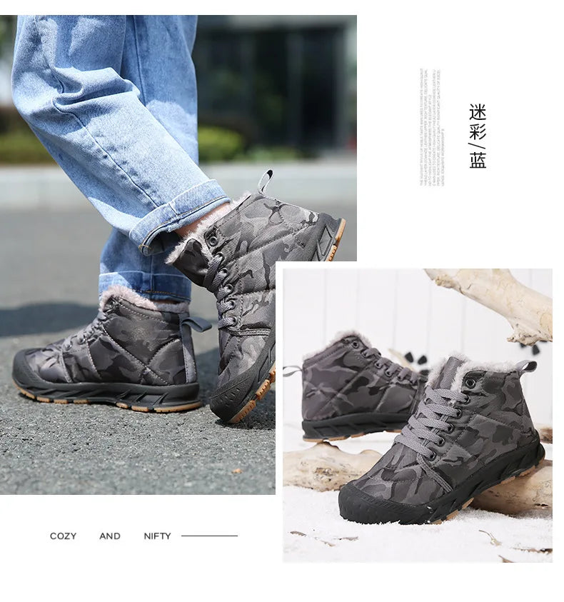 Waterproof Winter Children Snow Boots Warm Outdoor Shoes Boy Girl Short Boots Fashion Comfortable Non-Slip Sneakers Kids Boots