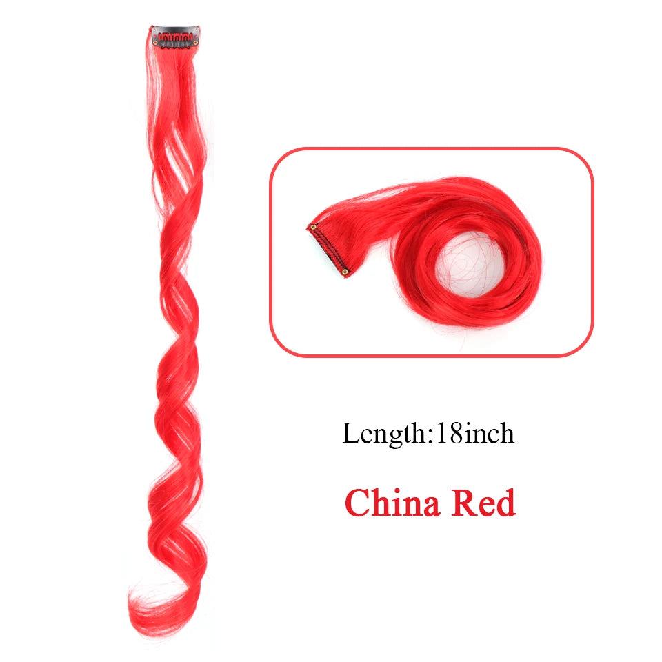 Extensions de cheveux synthétiques longues et bouclées pour femmes, résistantes à la chaleur, à clipser, couleur or, gris, violet, rose, rouge