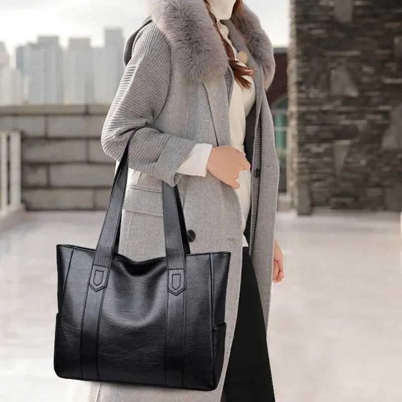 Bolso de Hombro Cruzado Grande de Piel Sintética para Mujer Vintage