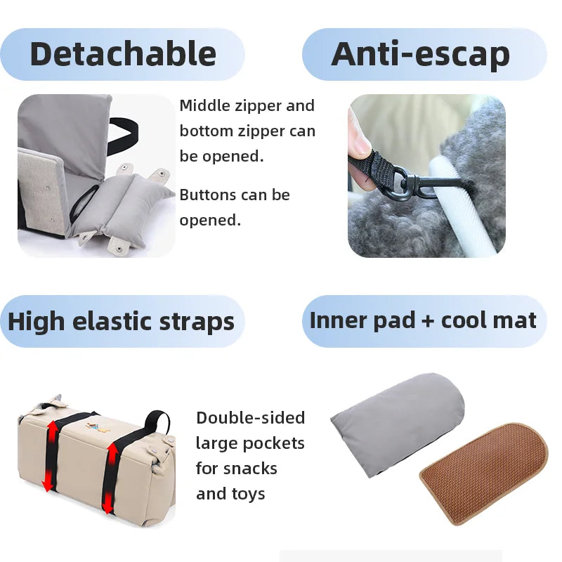 Valpebilsete reise sentralstyrt PU-skinn kjæledyrtransport for små hunder chihuahuakatter biltransport hundetilbehør
