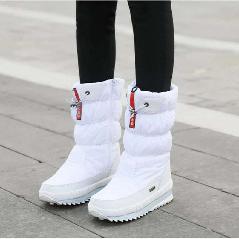Botas de nieve para mujer, botas de invierno con plataforma, impermeables, antideslizantes, de felpa y piel, de media caña, botas de moda cálidas para mujer, Botas Mujer