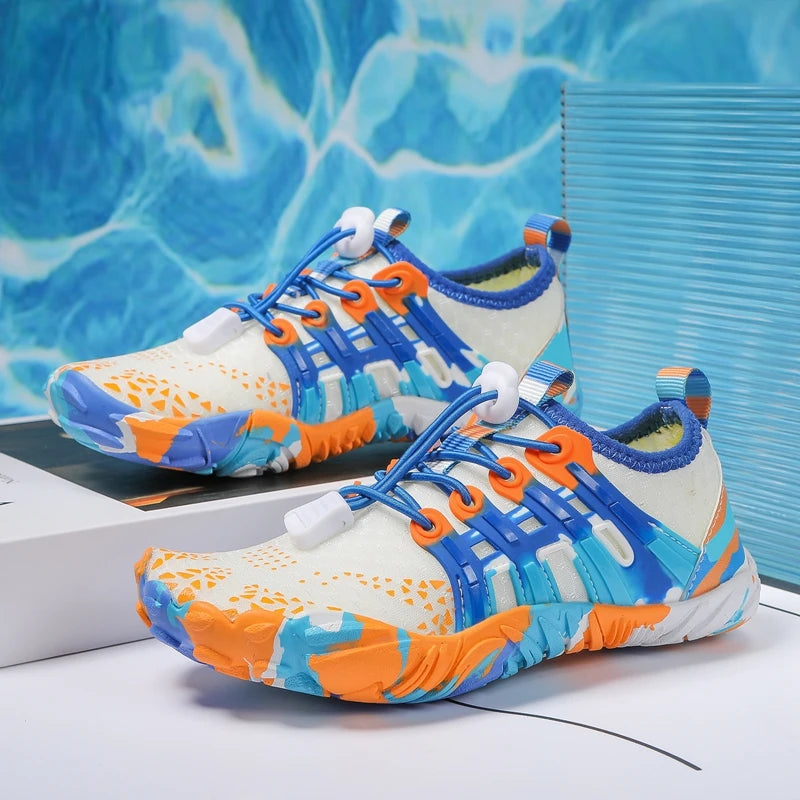 Zapatos de agua de secado rápido para niños, antideslizantes, resistentes al desgaste, con amortiguación, prevención, zapatillas transpirables suaves, zapatos descalzos para niños