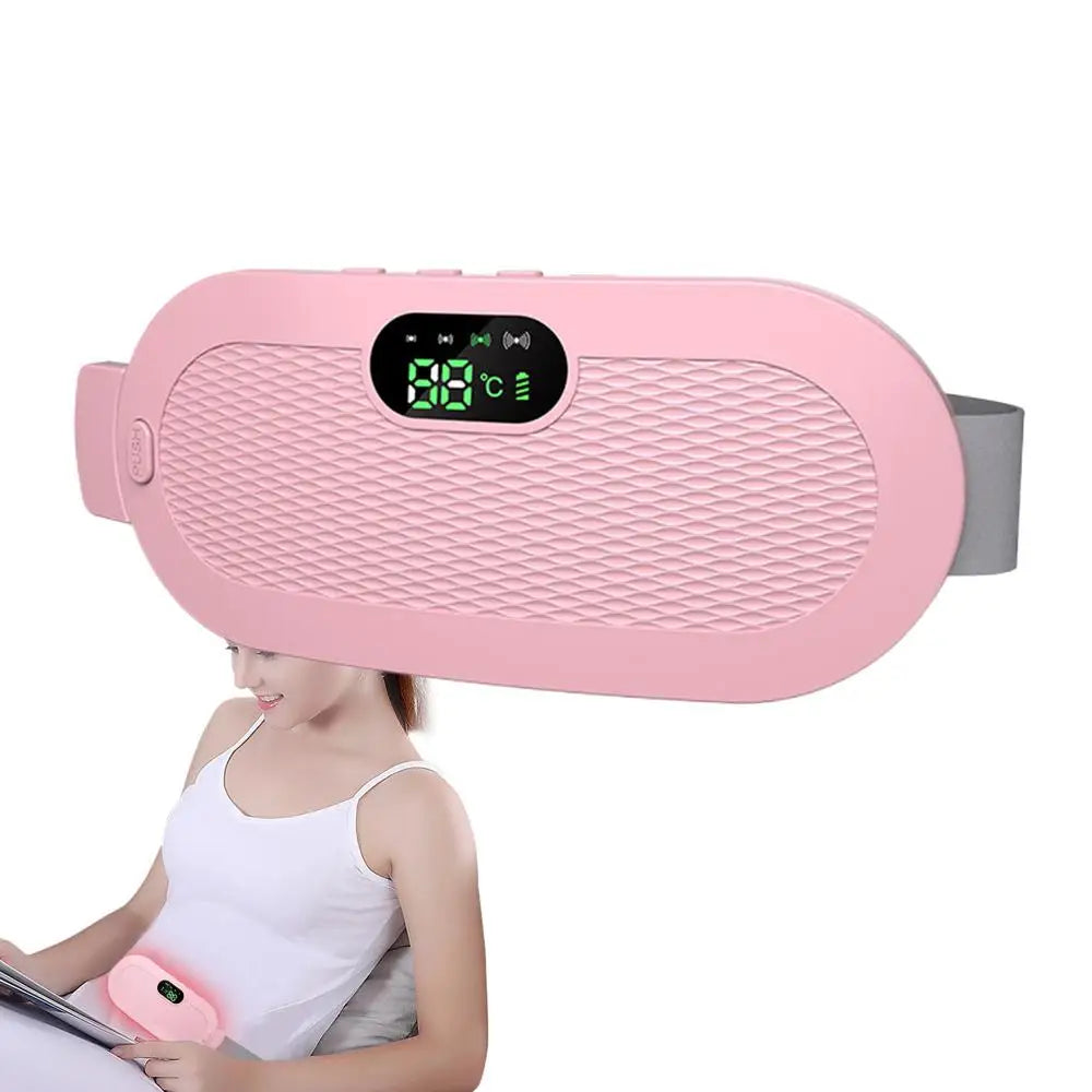 Almohadilla térmica menstrual, almohadilla térmica eléctrica de viaje para el estómago, cinturón térmico ajustable con pantalla digital, 4 modos de masaje por vibración