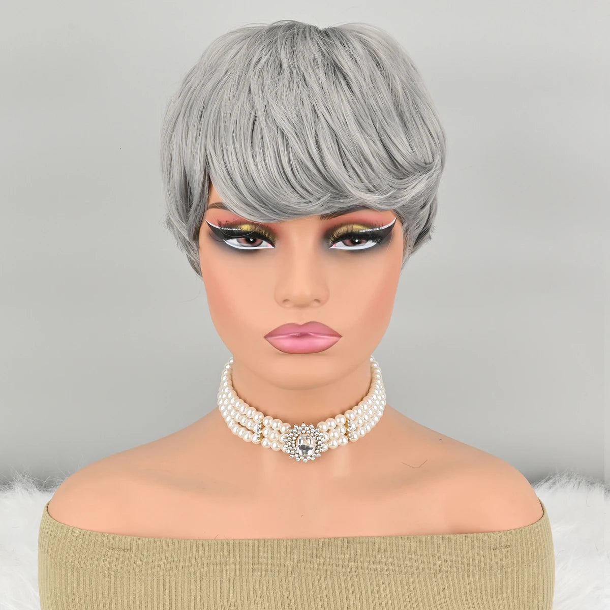 Grey Curly Pixie Wig