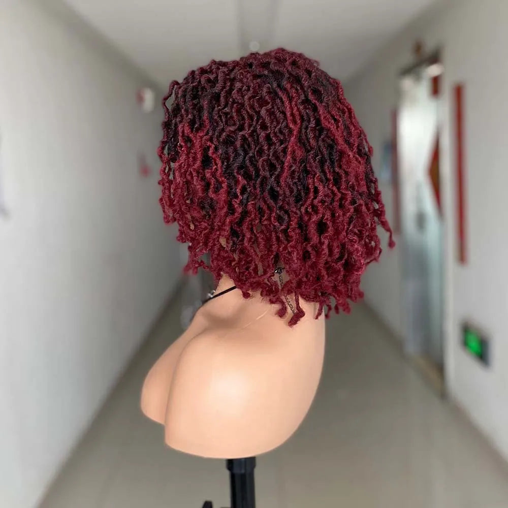 Pelucas trenzadas cortas para mujeres negras, peluca de rastas, peluca de rastas sintéticas, peluca de rastas de diosa, peluca de trenzas afro marrón negro, cabello sintético
