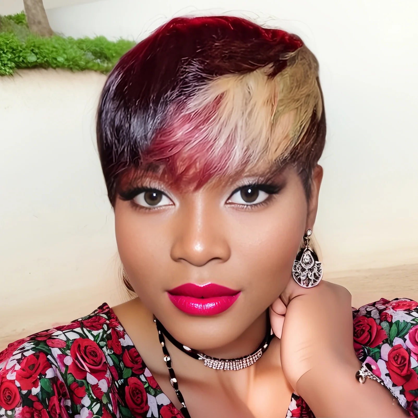 6-Inch Colorful Pixie Cut Human Hair Wig – Lightweight with Layered Bangs