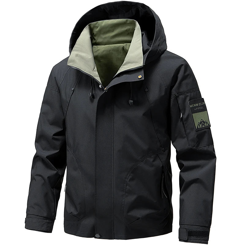 Cortavientos Cargo para Hombre, Chaquetas de Motocicleta, Ropa Militar Impermeable, Chaqueta con Capucha para Hombre, Abrigo para Acampar al Aire Libre y Senderismo