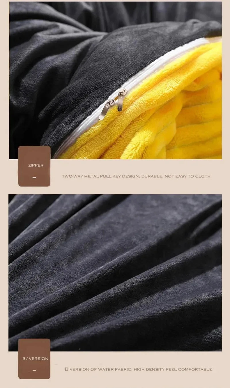 Ultra-mykt fløyelsdynetrekk Varmt tykt sengeteppetrekk Dobbeltseng Luksussengetøy Ensfarget fløyelsdynetrekk 겨울용 따뜻한 이불 커버