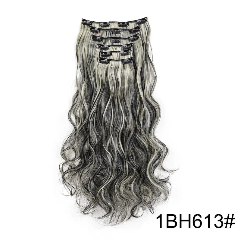24" Long Curly Clip-In Hair Extensions – Soft, Ombre & Heat-Resistant
