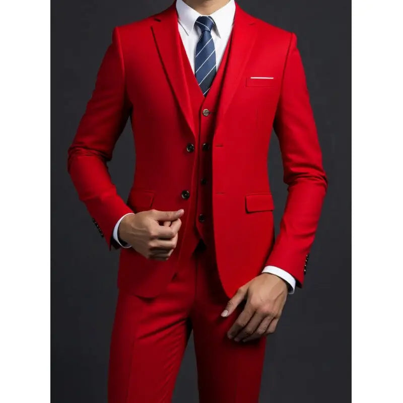 Traje (blazer + chaleco + pantalón) de hombre, elegante, de negocios, estilo británico, color liso, para banquete, anfitrión o boda, informal