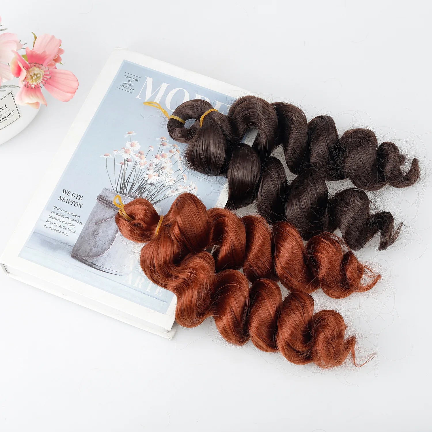 Synthetic Hair Extensions for Boho Braids & Twists French Curl Crochet Braiding wig Ginger Brown Loose Wave Spiral Curl Braiding