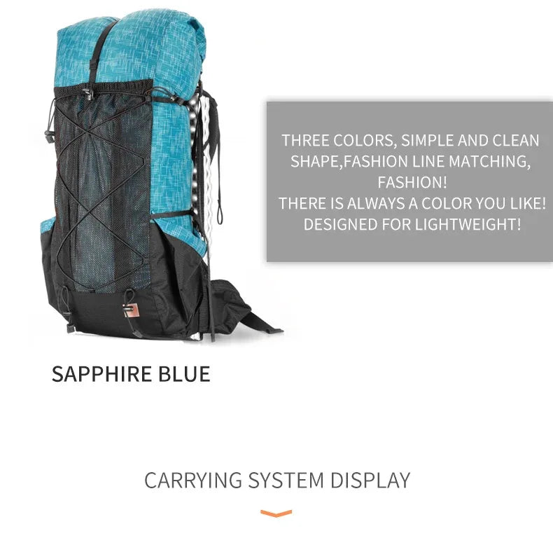 Sac à dos de randonnée léger et imperméable 3F UL Gear 40 + 16 L, pour camping, voyage, escalade, trekking, avec sangle réglable