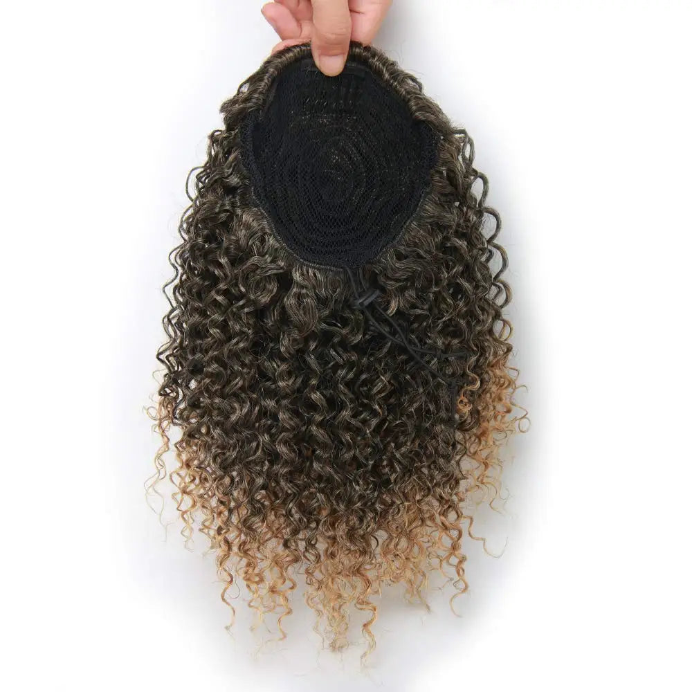 Synthetic Short Afro Kinky Curly Ponytail Hair Piece for African American Ponytail Extension Afro Kinky Curly Ponytail for Women