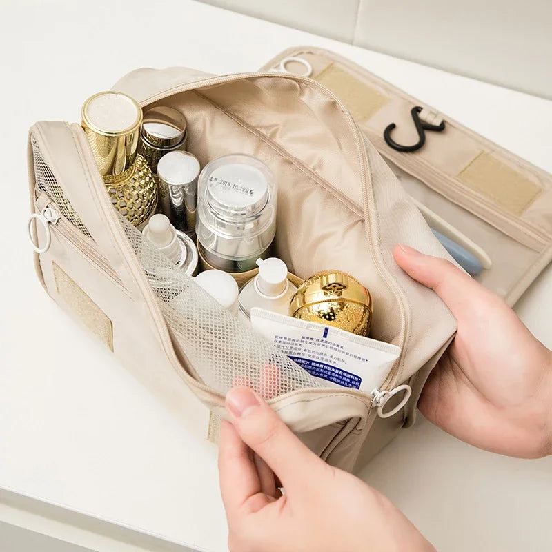 Bolsa de Maquillaje de Viaje, Neceser Organizador de Cosméticos, Impermeable, para Baño, con Gancho, Bolsa de Aseo de Alta Calidad para Mujer