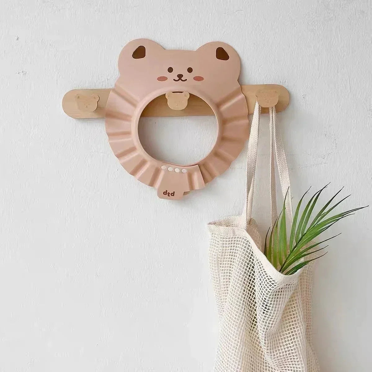 Lindo Gorro de Ducha de Oso Ajustable para Bebé, Orejas y Ojos Protegidos, Gorro Protector de Baño para Bebé, Suave Gorro para Lavar el Pelo del Bebé