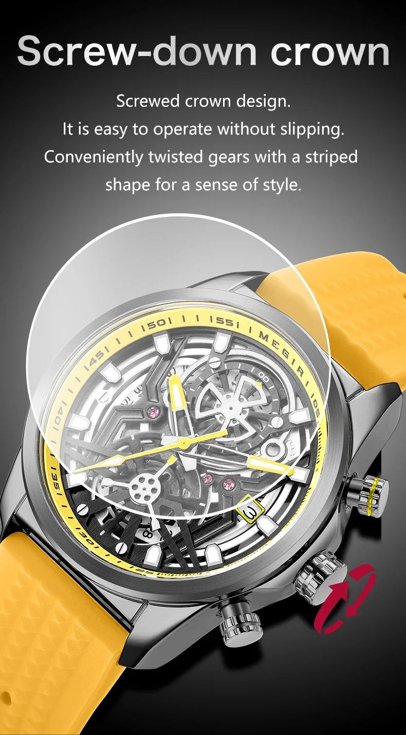 Relojes cronógrafo deportivos para hombre, marca de lujo superior, MEGIR, cuarzo, impermeable, a la moda, reloj de pulsera para hombre con fecha automática y manecillas luminosas