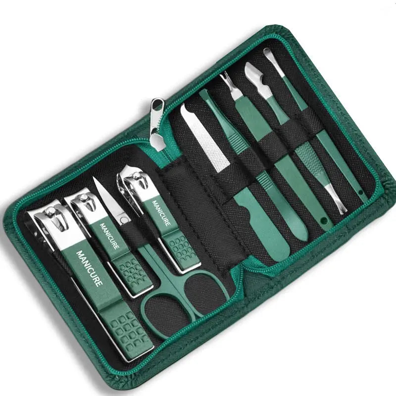 Kit profesional de 7/10/12/18 piezas para el cuidado de uñas, set de manicura y pedicura de acero inoxidable, set de cortauñas con estuche de viaje