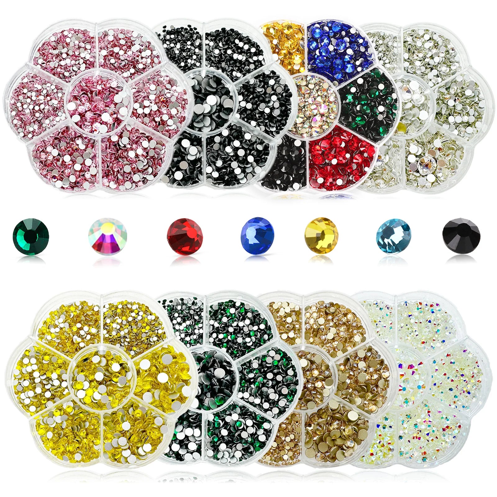 2100pcs Nail Art Rhinestones Flat Back AB White Glass Facial Rhinestones Treasure Flatback Nail Art Decorations