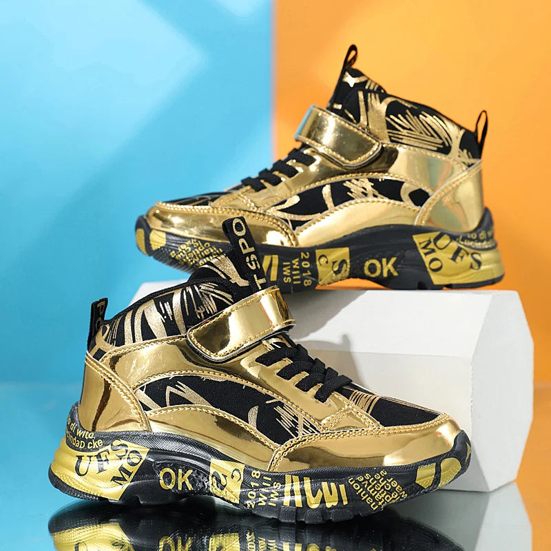 Golden Kids’ Sneakers – Sporty Style, Everyday Comfort