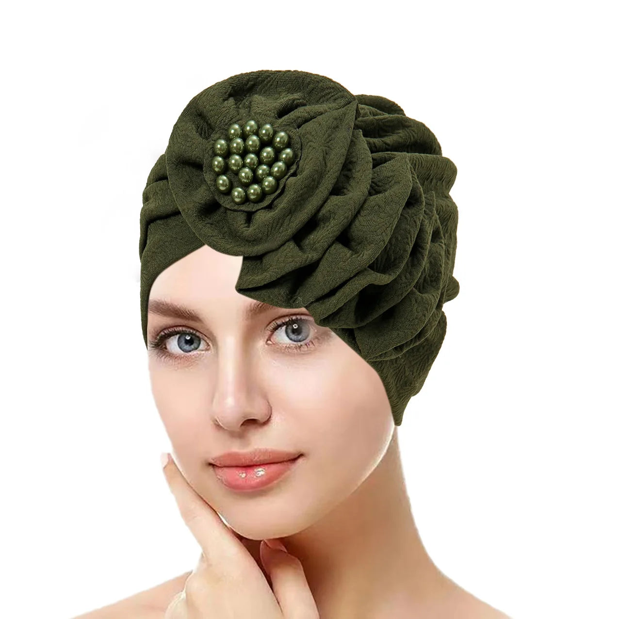 Beaded Flower Hijab Cap – Elegant, Modest & Effortlessly Chic