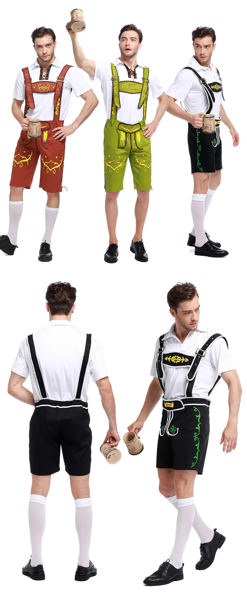 Costume de Lederhosen médiéval pour adulte, Oktoberfest, pour homme, style bavarois, Oktoberfest, festival allemand de la bière, cosplay, Halloween