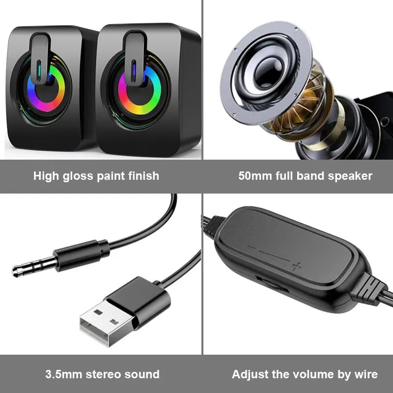 Altavoz de ordenador para PC, portátil, de escritorio, caja de sonido Bluetooth portátil, columna mini de música USB, acústica para portátil