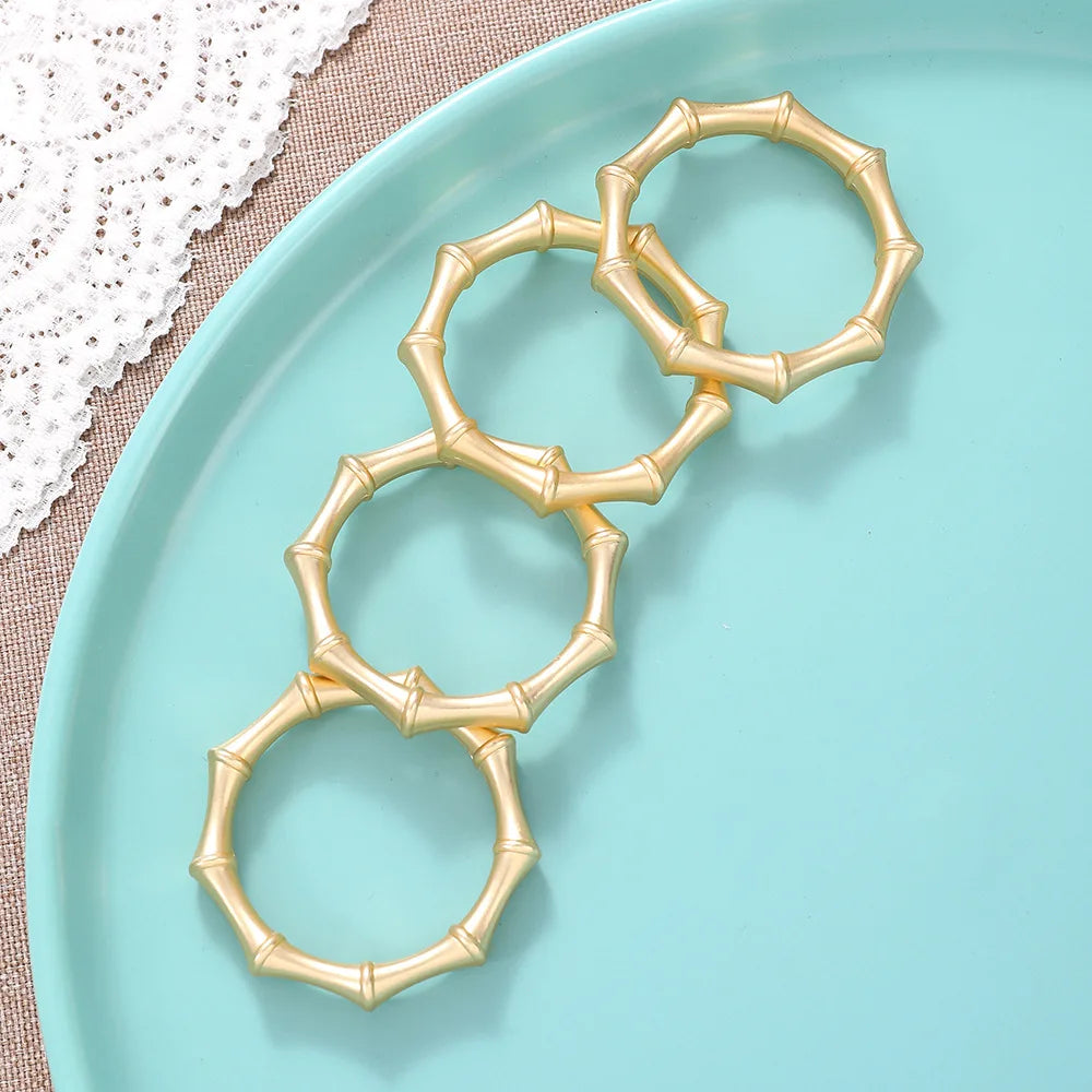 Servilleteros Anillos de Metal Dorado con Diseño de Bambú para Fiestas, Versátiles, para Bodas, Cenas y Decoración de Mesa