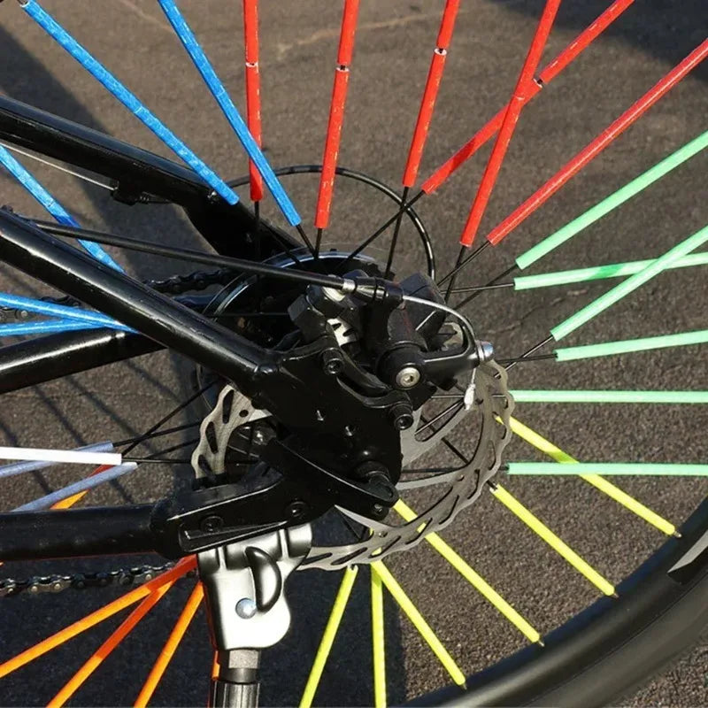 12PCS Bike Wheel Spokes Reflective Sticker Kit, 7.5cm Tube Strip for MTB Cycling Safety - High Visibility at Night